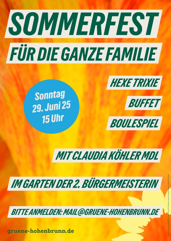 Sommerfest für die ganze Familie - Anmeldung: mail[at]gruene-hohenbrunn.de